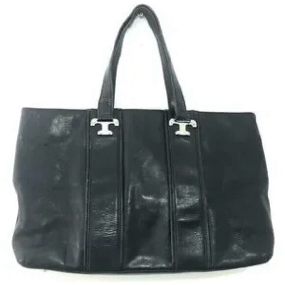 {Tory Burch} Lux T East West Nico Tote Pebbled Black - Picture 1 of 13